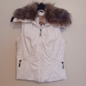Paris Blues Faux Leather Vest with Faux Fur Neckline - NWT